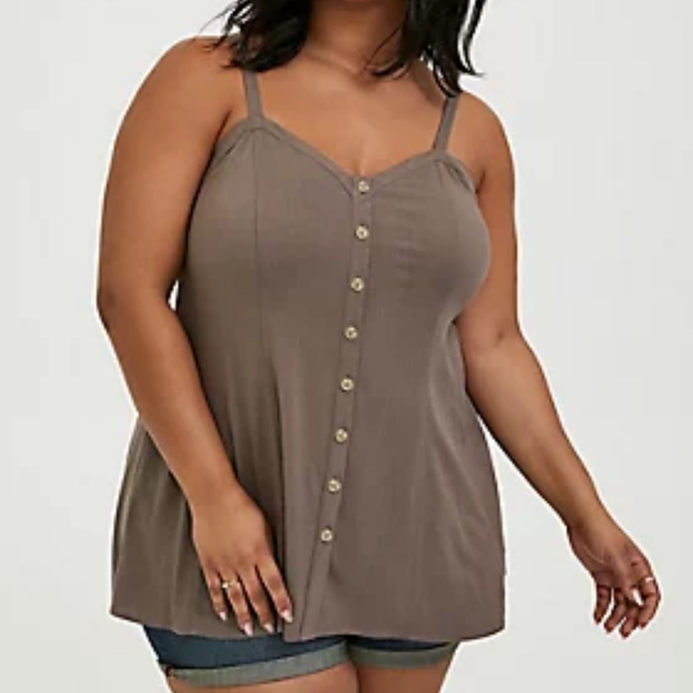 Dark Taupe Linen FitNFlare Cami-Torrid